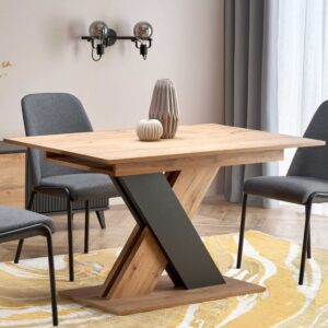 wohnli-moebel-suche-M26090076-1 Ausziehbarer Esstisch mit zweifarbigem Bein und Eichenplatte 130x76x85cm Holz Braun MSO Möbel Esszimmermöbel Esstische