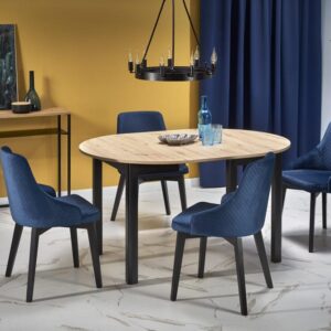 Ausziehbarer Esstisch mit Platte in Eichenoptik und schwarzen Beinen 102x76x102cm Holz Schwarz MSO Möbel Esszimmermöbel Esstische