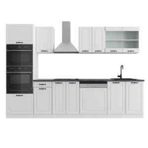 Wohnli Möbelsuche - Küchenzeile mit Hochschrank ohne Arbeitsplatte Weiß Landhaus 300x81