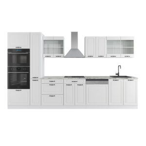 Wohnli Möbelsuche - Küchenzeile mit Hochschrank ohne Arbeitsplatte Weiß Landhaus 350x81