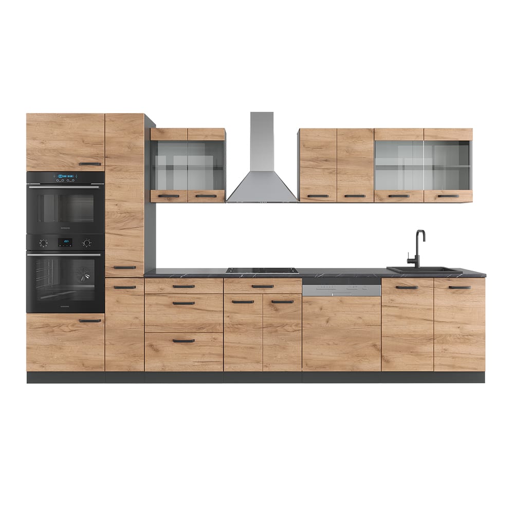 wohnli-moebel-suche-M26090166 Wohnli Möbelsuche - Küchenzeile ohne Arbeitsplatte Goldkraft Eiche 350x81