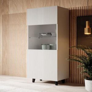 wohnli-moebel-suche-M26090243-1 Mattweiße Designer-Vitrine 60 x 182 cm 59x182x59cm Holz Weiß MSO Möbel Esszimmermöbel Vitrine und Vitrinenschrank