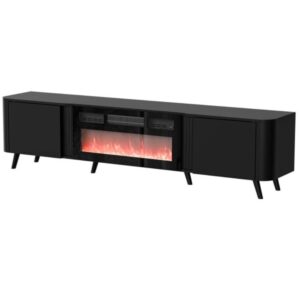 Wohnli Möbelsuche - 200 cm großes schwarzes TV-Gerät mit elektrischem Kamin