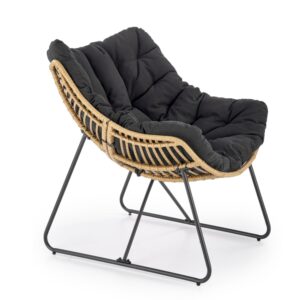 wohnli-moebel-suche-M26090259 Wohnli Möbelsuche - Rattan-Loungesessel mit Kissen und Metallstruktur