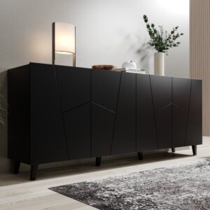 wohnli-moebel-suche-M26090261-1 Mattschwarzes Designer-Sideboard 200 cm 200x82x200cm Holz Schwarz MSO Möbel Esszimmermöbel Sideboards, Highboards & niedrige Anrichten