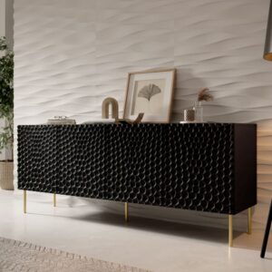 wohnli-moebel-suche-M26090264-1 Niedriges mattschwarzes Designer-Sideboard 190 cm 190x74x190cm Holz Schwarz MSO Möbel Esszimmermöbel Sideboards, Highboards & niedrige Anrichten
