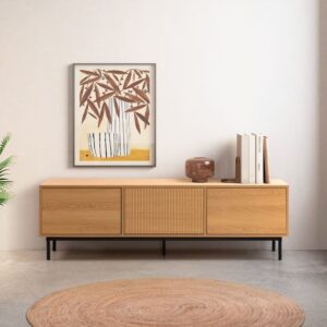 TV-Schrank 3 türen Eiche-Optik 160x50x40cm Spanplatte Braun HOMN Möbel Wohnzimmermöbel TV-Möbel