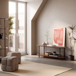 wohnli-moebel-suche-M26091756-1 TV-Schrank 2 Regalböden Walnuss-Optik 130x45x38cm Spanplatte Braun HOMN Möbel Wohnzimmermöbel TV-Möbel