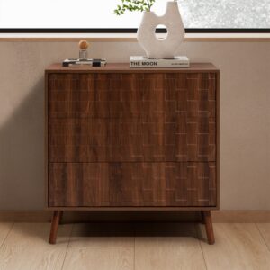 wohnli-moebel-suche-M26091760-1 Kommode 3 schubladen Walnuss-Optik 80x80x40cm Spanplatte Braun HOMN Möbel Schlafzimmermöbel Kommoden