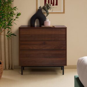 wohnli-moebel-suche-M26091761-1 Kommode 3 schubladen Walnuss-Optik 80x80x40cm Spanplatte Braun HOMN Möbel Schlafzimmermöbel Kommoden