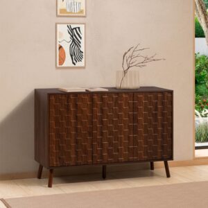 wohnli-moebel-suche-M26091767-1 Sideboard 3 türen Walnuss-Optik 120x80x40cm Spanplatte Braun HOMN Möbel Esszimmermöbel Sideboards, Highboards & niedrige Anrichten