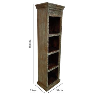 wohnli-moebel-suche-M26092865-1 Handgefertigtes Bücherregal Holz 51x35x183 cm 51x183x35cm Holz Braun Wanderlust deco Möbel Wohnzimmermöbel Regale