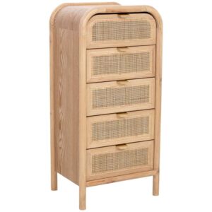 Wohnli Möbelsuche - Kommode aus Holz und Rattan 46 x 37 x 100 cm (H) Braun