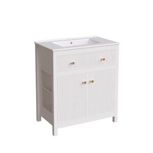wohnli-moebel-suche-M26093454 Wohnli Möbelsuche - Waschtischunterschrank weiß 81 cm – geriffeltes Design mit Golddetails