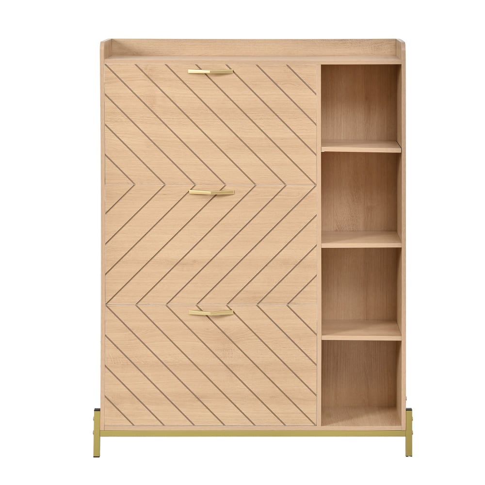 Wohnli Möbelsuche - Schuhschrank Eiche Design Geometrie goldene Details