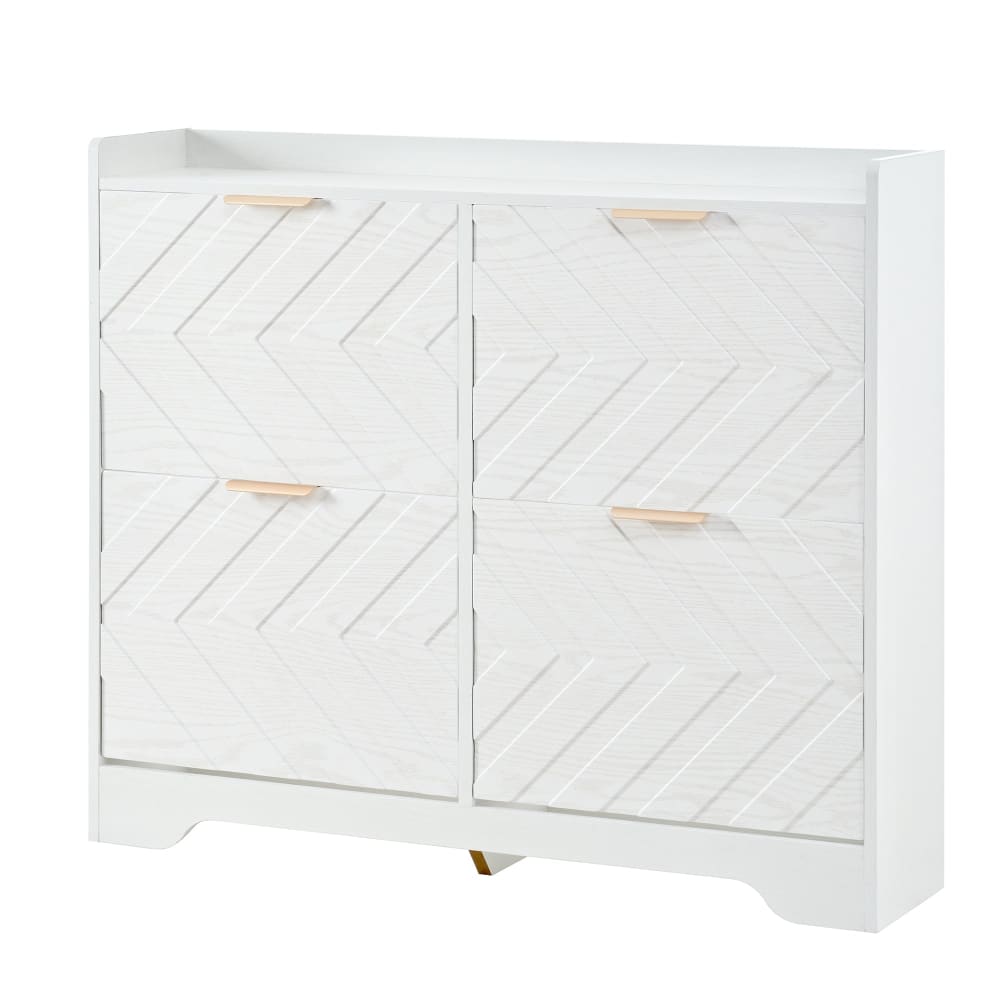 wohnli-moebel-suche-M26093463 Wohnli Möbelsuche - Schuhschrank Weiß 4 Klappen 3D Design 105x24x90 cm