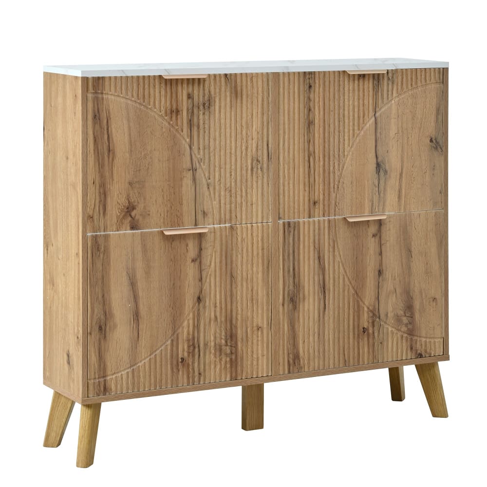 wohnli-moebel-suche-M26093468 Wohnli Möbelsuche - Schuhschrank Weiß Marmoroptik Naturholz 4 Türen