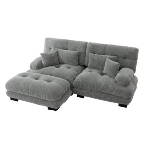 wohnli-moebel-suche-M26093486 Wohnli Möbelsuche - Ecksofa 3-Sitzer aus Chenille mit Ottoman und Kissen