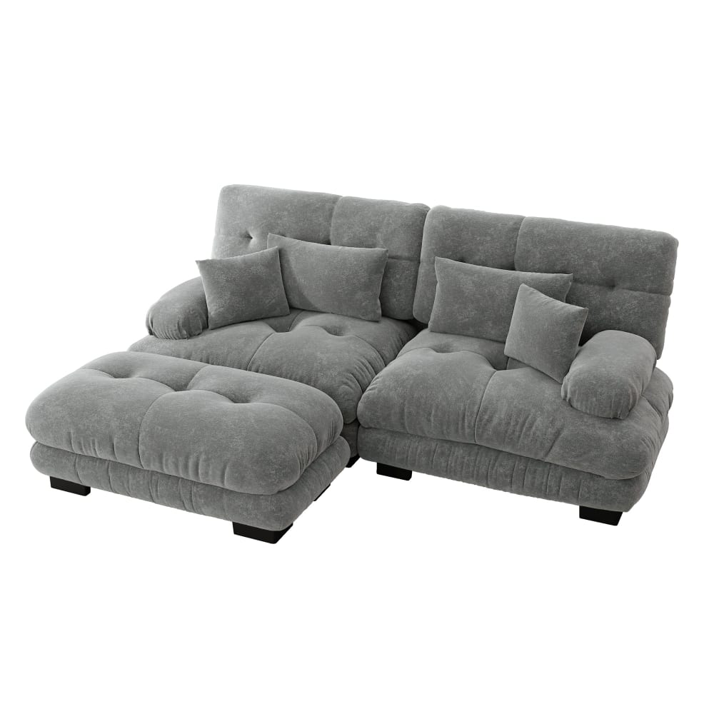 wohnli-moebel-suche-M26093486 Wohnli Möbelsuche - Ecksofa 3-Sitzer aus Chenille mit Ottoman und Kissen