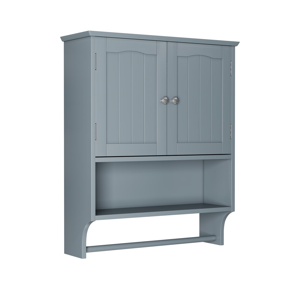 wohnli-moebel-suche-M26093505 Wohnli Möbelsuche - Bad-Wandschrank Hellgrau 57cm - Hängeschrank mit Handtuchhalter & MDF
