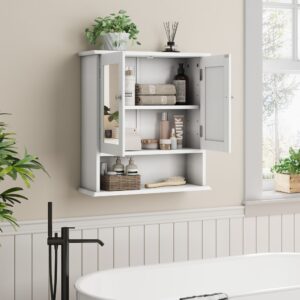 wohnli-moebel-suche-M26093506-1 Spiegelschrank Weiß 55cm - Bad-Hängeschrank mit verstellbarem Regal 50x60x20cm Spanplatte Weiß Urban Meuble Möbel Badezimmermöbel