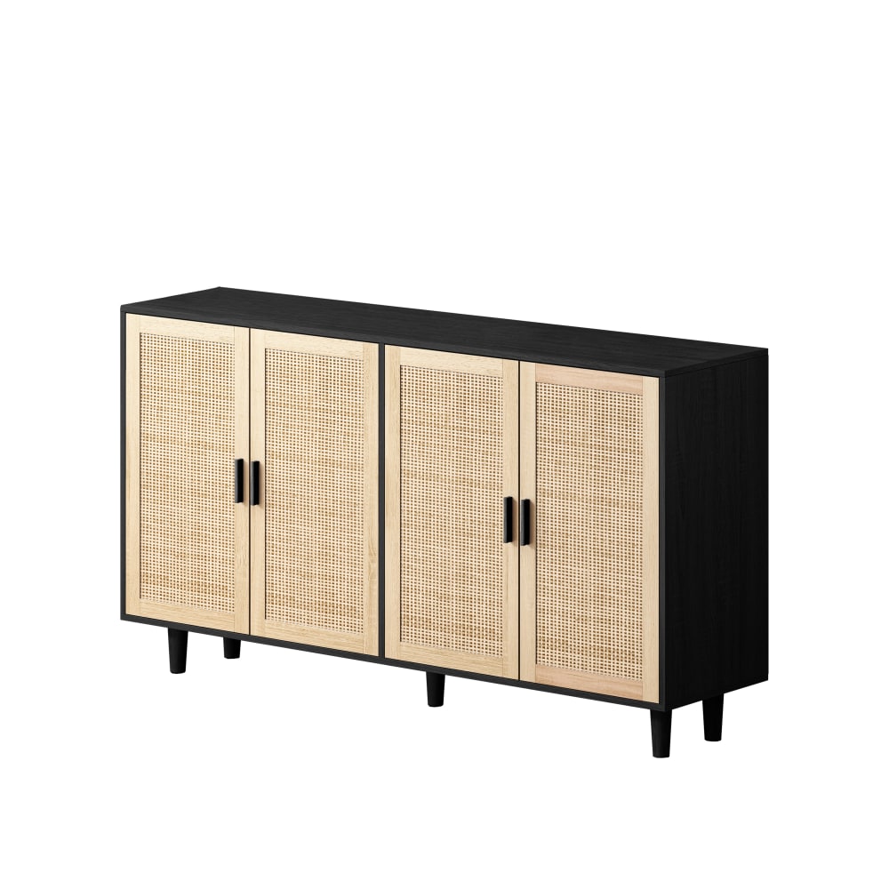wohnli-moebel-suche-M26093528 Wohnli Möbelsuche - Sideboard mit 4 Türen aus Rattangeflecht im Skandi-Stil