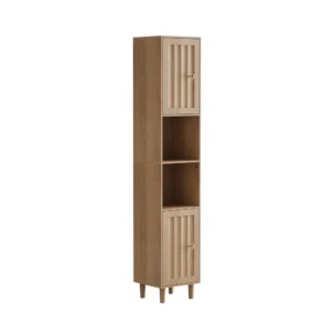 wohnli-moebel-suche-M26093537 Wohnli Möbelsuche - Hochschrank Eiche-Optik 169cm - Badschrank Schmal mit 2 Türen & Regal