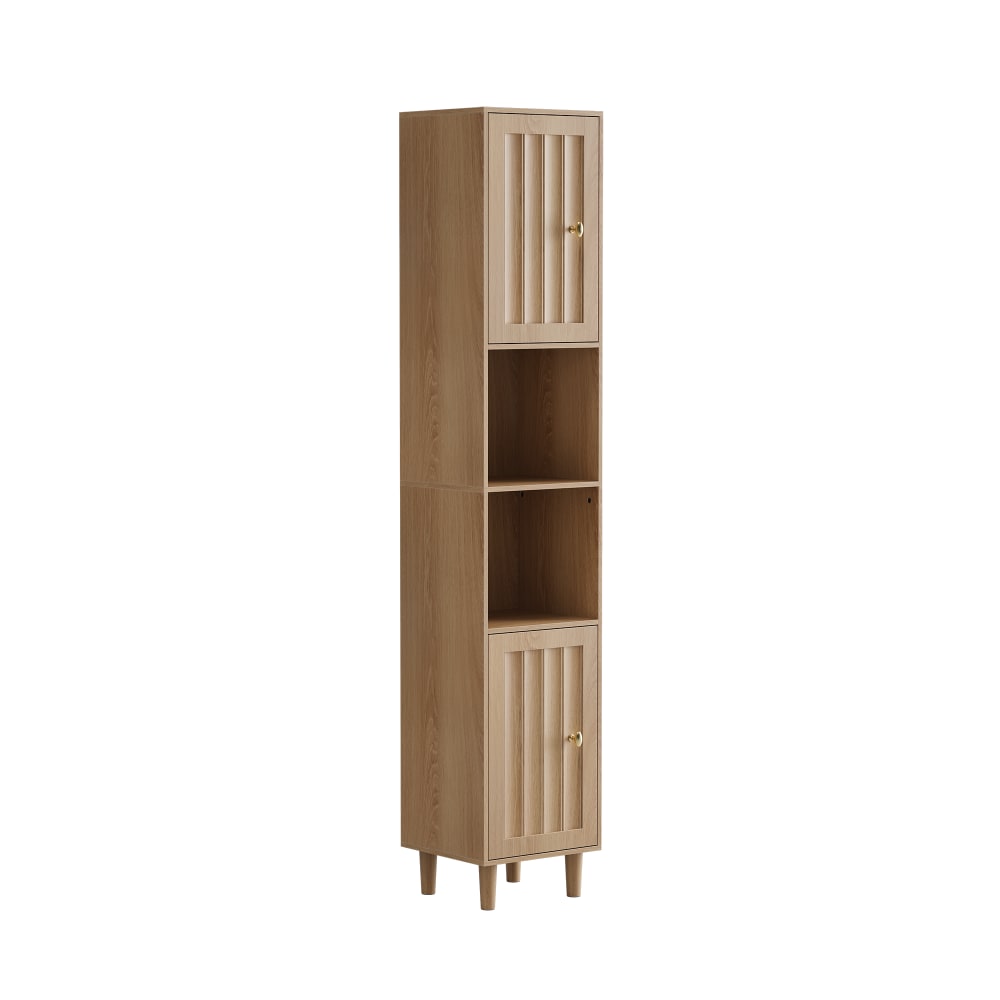 wohnli-moebel-suche-M26093537 Wohnli Möbelsuche - Hochschrank Eiche-Optik 169cm - Badschrank Schmal mit 2 Türen & Regal