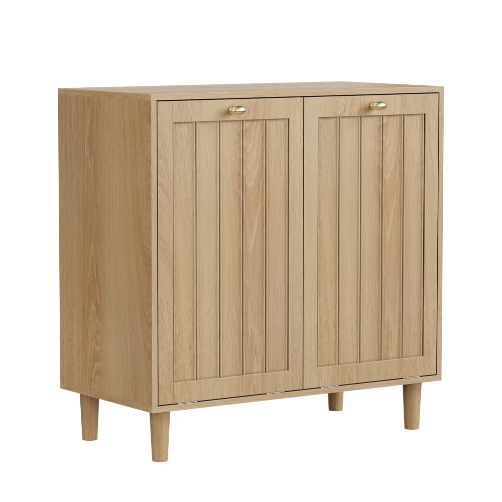 Wohnli Möbelsuche - Wäschekipper Eiche mit 2 Körben - Schräger Wäscheschrank 70cm - MDF