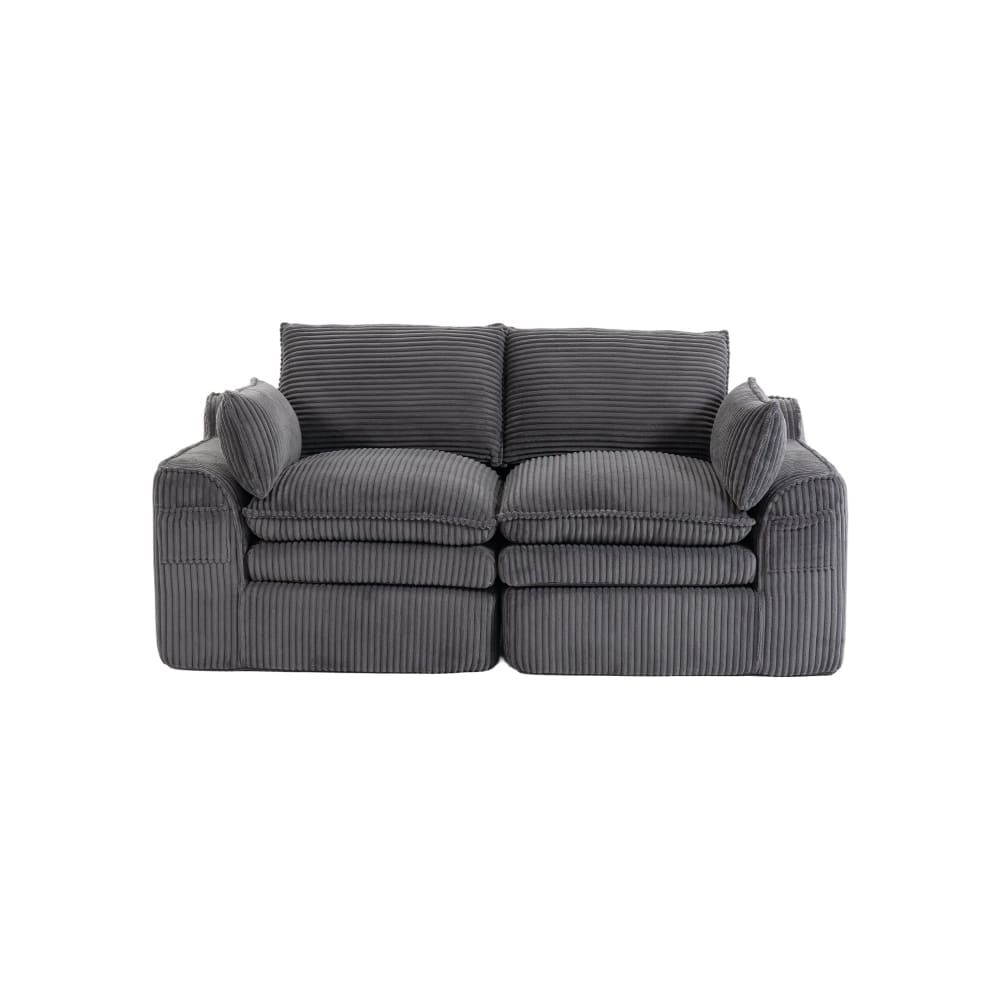 Wohnli Möbelsuche - 2-Sitzer Sofa aus Cordstoff mit Taschen und Kissen