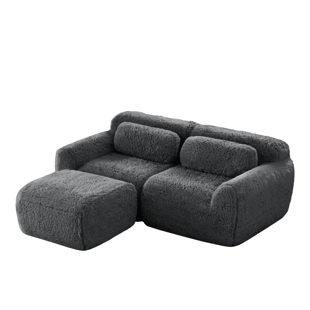 wohnli-moebel-suche-M26093559 Wohnli Möbelsuche - Modulares 2-Sitzer Ecksofa aus Plüsch-Stoff mit Kissen