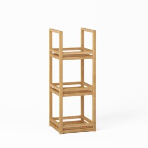 Wohnli Möbelsuche - Bambus Badregal mit 3 Ablagen - Kompakter Standregal Natur 26x26x70cm
