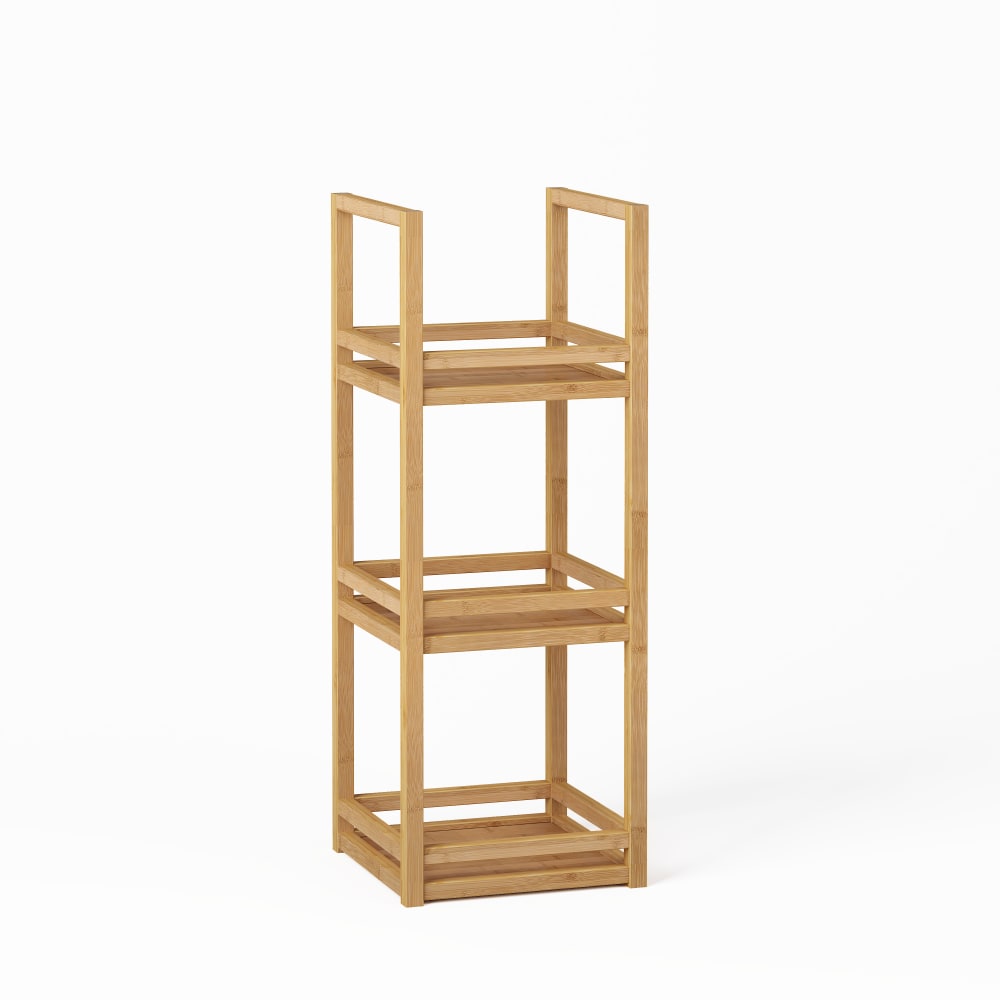 wohnli-moebel-suche-M26093561 Wohnli Möbelsuche - Bambus Badregal mit 3 Ablagen - Kompakter Standregal Natur 26x26x70cm