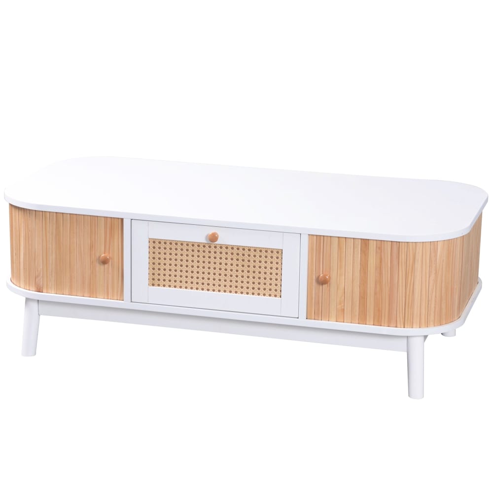 Wohnli Möbelsuche - Couchtisch Rattan 2 Schiebetüren 110x55x38