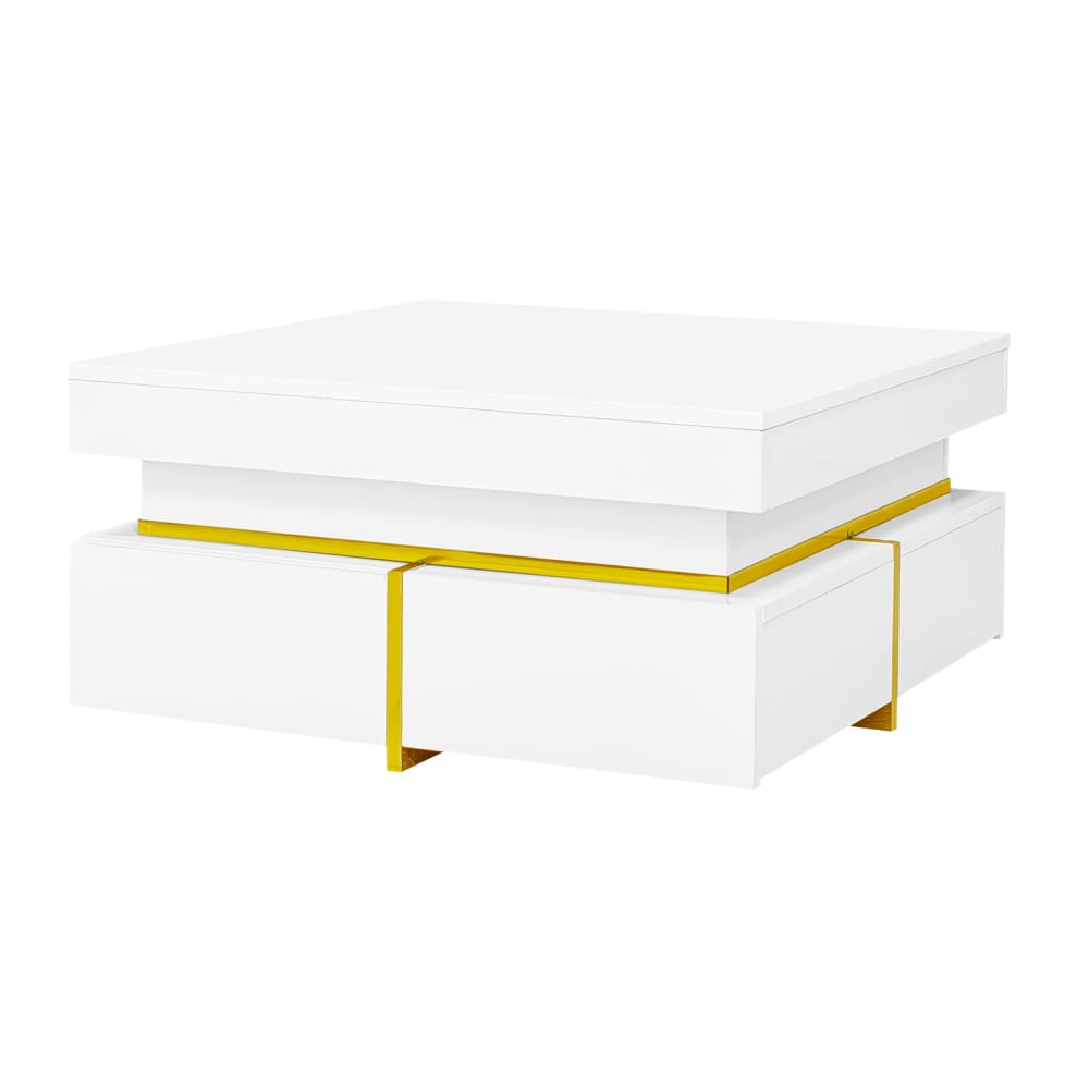 wohnli-moebel-suche-M26093591 Wohnli Möbelsuche - Couchtisch Hochglanz mit Schubladen goldene Details 70x70 cm
