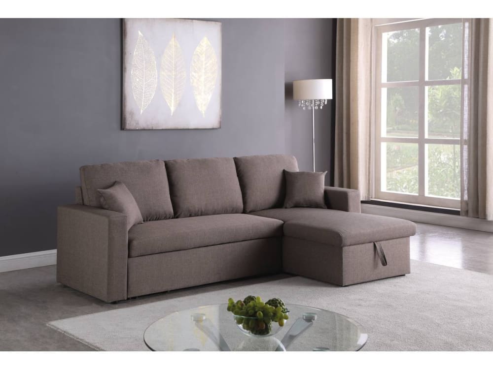 Ecksofa aus  221 x 145 x 85 cm braun 221x85x145cm Stoff Taupe Habitat & Jardin Sofas und Sessel Sofas Ecksofas