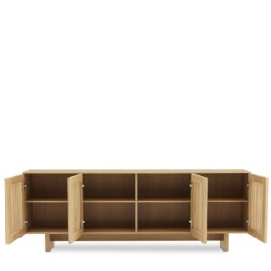 200 cm hohes Sideboard aus Eiche mit 4 Massivholz-Lamellentüren 40x72x200cm Holz Braun Koketto Home Möbel Esszimmermöbel Sideboards, Highboards & niedrige Anrichten
