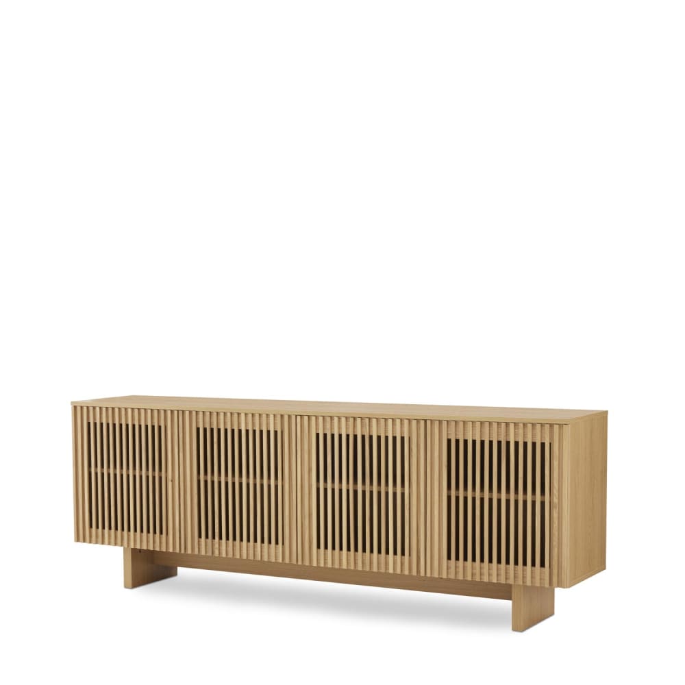 wohnli-moebel-suche-M26094403 Wohnli Möbelsuche - 200 cm hohes Sideboard aus Eiche mit 4 Massivholz-Lamellentüren