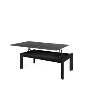 wohnli-moebel-suche-M26094408-1 Couchtisch mit grauer Porzellanplatte und schwarzen Metallbeine 60x46x120cm Porzellan Grau Koketto Home Möbel Wohnzimmermöbel Couchtische