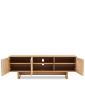 wohnli-moebel-suche-M26094411-1 150 cm breiter TV-Schrank mit 3 Eichenholztüren 40x52x150cm Holz Braun Koketto Home Möbel Wohnzimmermöbel TV-Möbel