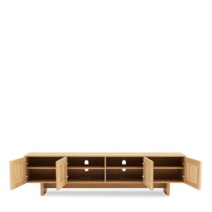 wohnli-moebel-suche-M26094412-1 200 cm breiter TV-Schrank mit 4 Eichenholztüren 40x52x200cm Holz Braun Koketto Home Möbel Wohnzimmermöbel TV-Möbel