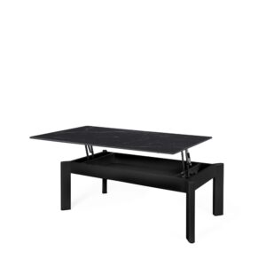wohnli-moebel-suche-M26094416-1 Couchtisch mit schwarzer Porzellanplatte und schwarzen Metallbeinen 60x46x120cm Porzellan Schwarz Koketto Home Möbel Wohnzimmermöbel Couchtische