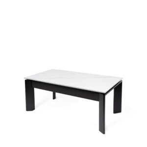 Wohnli Möbelsuche - Table à hauteur réglable avec plateau blanc et pieds en métal noir