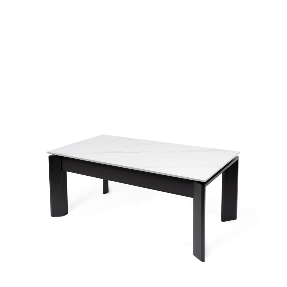 Wohnli Möbelsuche - Table à hauteur réglable avec plateau blanc et pieds en métal noir
