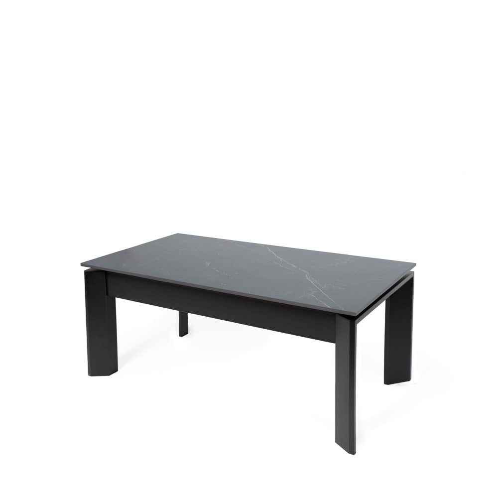 Wohnli Möbelsuche - Table à hauteur réglable avec plateau gris et pieds en métal noir