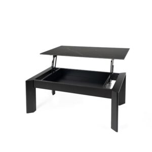 Table à hauteur réglable avec plateau noir et pieds en métal noir 60x43x110cm Porzellan Schwarz Koketto Home Möbel Wohnzimmermöbel Couchtische