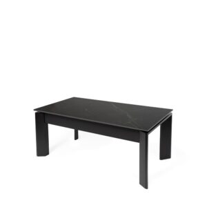 Wohnli Möbelsuche - Table à hauteur réglable avec plateau noir et pieds en métal noir