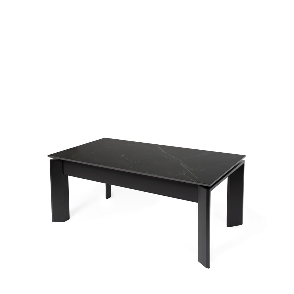 Wohnli Möbelsuche - Table à hauteur réglable avec plateau noir et pieds en métal noir