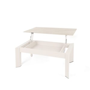 Table à hauteur réglable avec plateau beige et pieds en métal beige 60x43x110cm Porzellan Beige Koketto Home Möbel Wohnzimmermöbel Couchtische