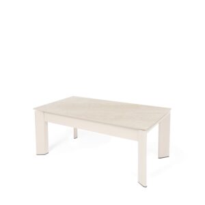 Wohnli Möbelsuche - Table à hauteur réglable avec plateau beige et pieds en métal beige